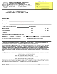 Document preview: Citrus Fruit Standardization Citrus Dealer License Application - Arizona