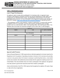 Industrial Hemp Program Application - Arizona, Page 3