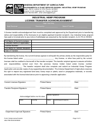 Document preview: License Transfer Acknowledgeme - Industrial Hemp Program - Arizona