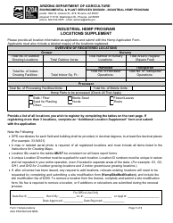 Document preview: Locations Supplement - Industrial Hemp Program - Arizona