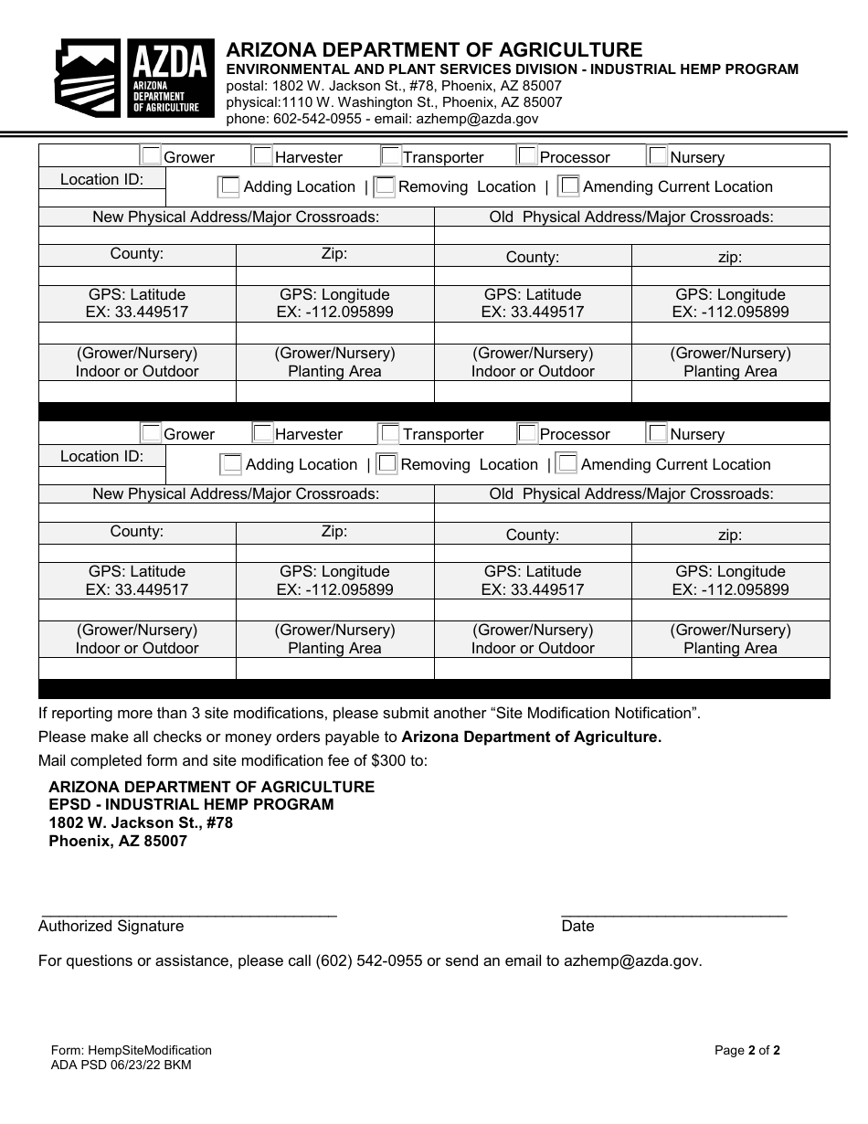 Site Modification - Industrial Hemp Program - Arizona, Page 2
