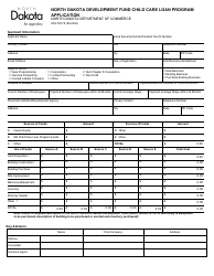 Document preview: Form SFN59178 North Dakota Development Fund Child Care Loan Program Application - North Dakota