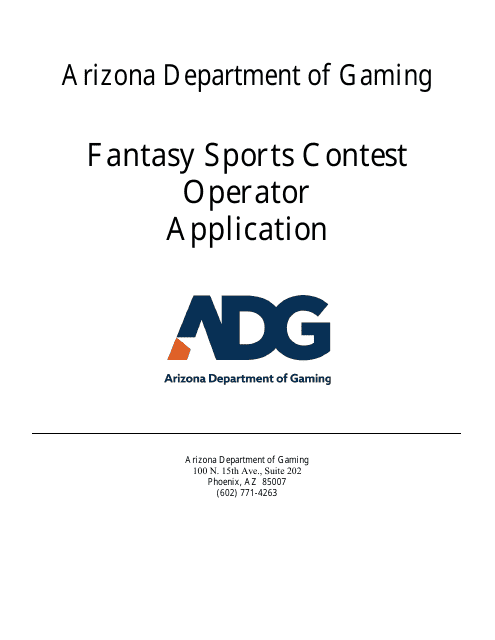 Fantasy Sorts Contest Operator Application - Arizona Download Pdf