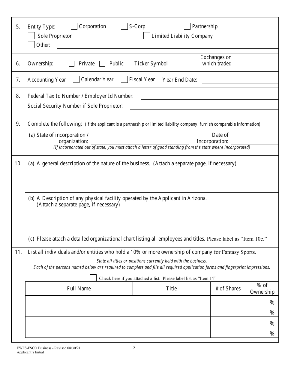Fantasy Sorts Contest Operator Application - Arizona, Page 5