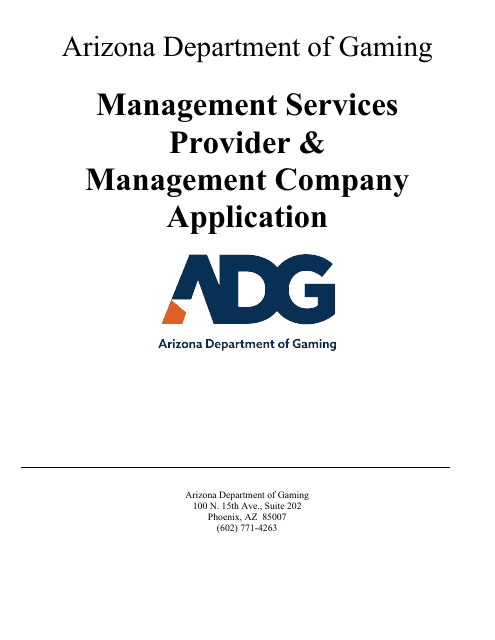 Management Services Provider & Management Company Application - Arizona