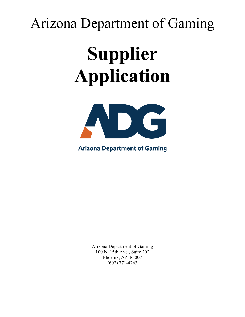 Supplier Application - Arizona, Page 1