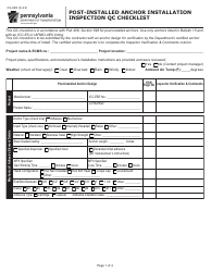 Form CS-698 Post-installed Anchor Installation Inspection Qc Checklist - Pennsylvania