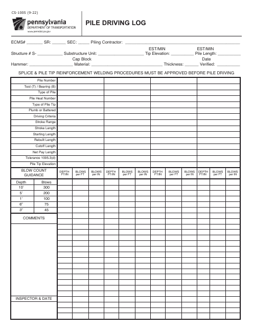 Form CS-1005  Printable Pdf