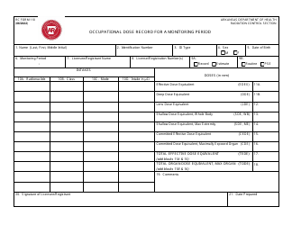 RC Form 110 Occupational Dose Record for a Monitoring Period - Arkansas