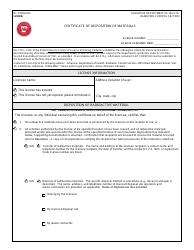 RC Form 530 Certificate of Disposition of Materials - Arkansas