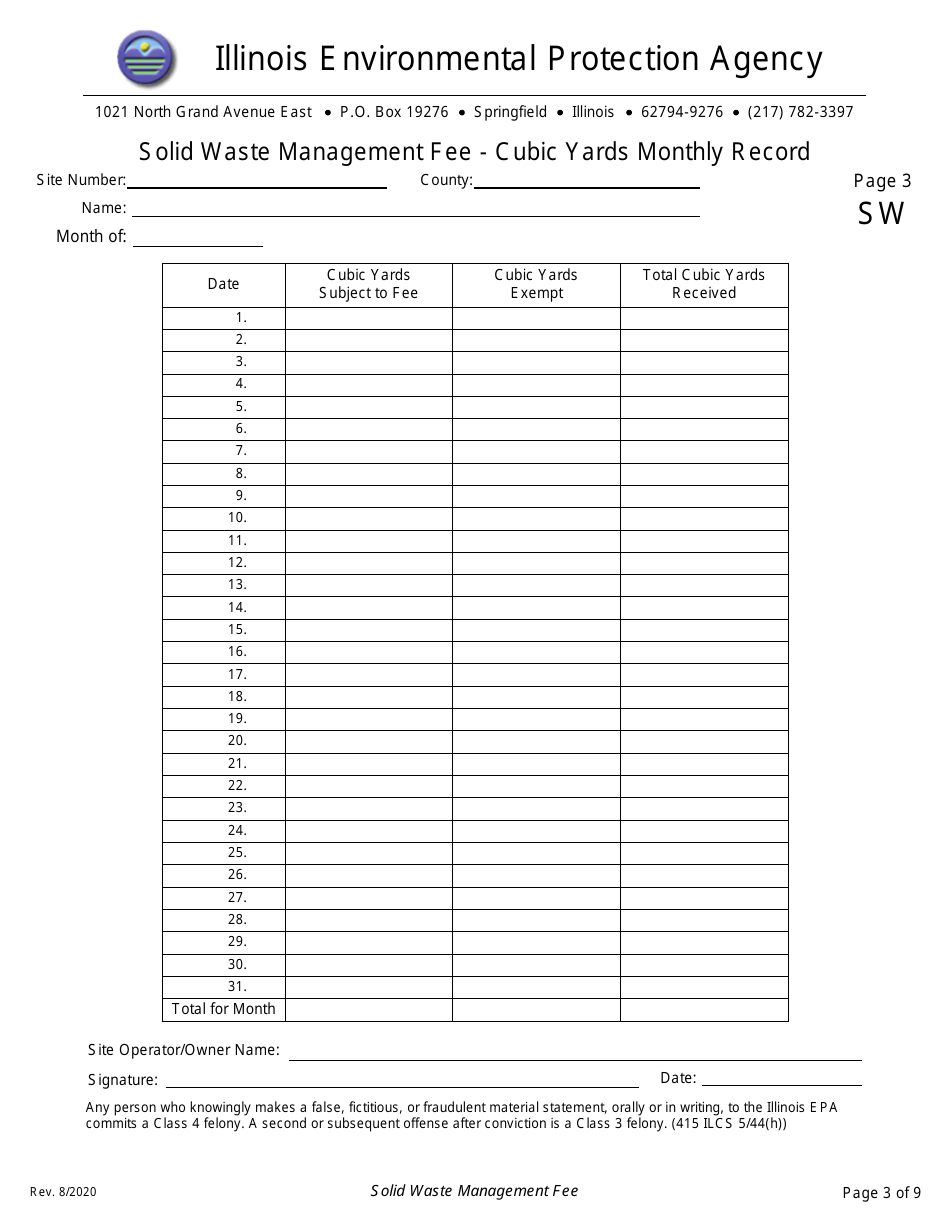 Form IL532 2049 (LPC448) Solid Waste Management Fee Forms - Illinois, Page 3