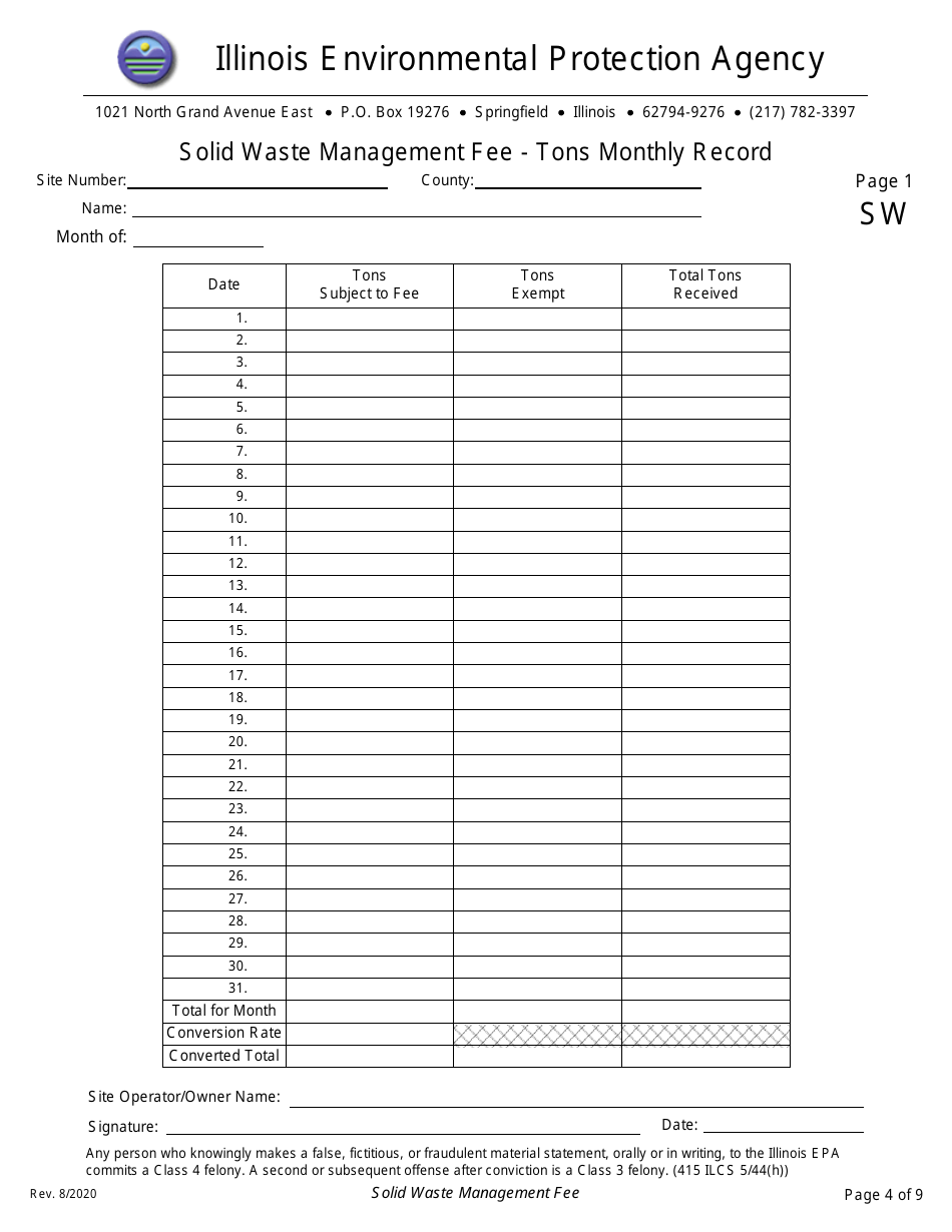 Form IL532 2049 (LPC448) Solid Waste Management Fee Forms - Illinois, Page 4