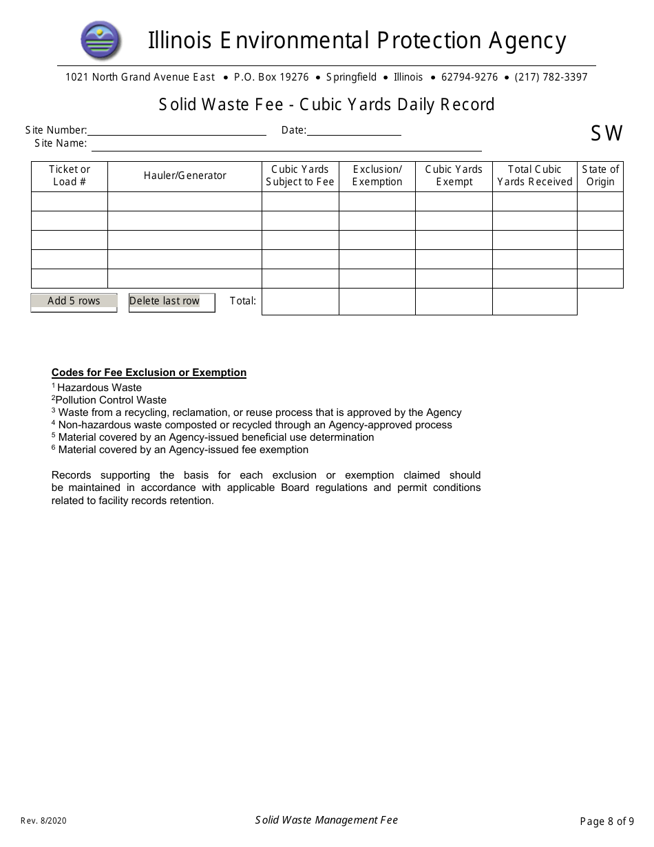Form IL532 2049 (LPC448) Solid Waste Management Fee Forms - Illinois, Page 8