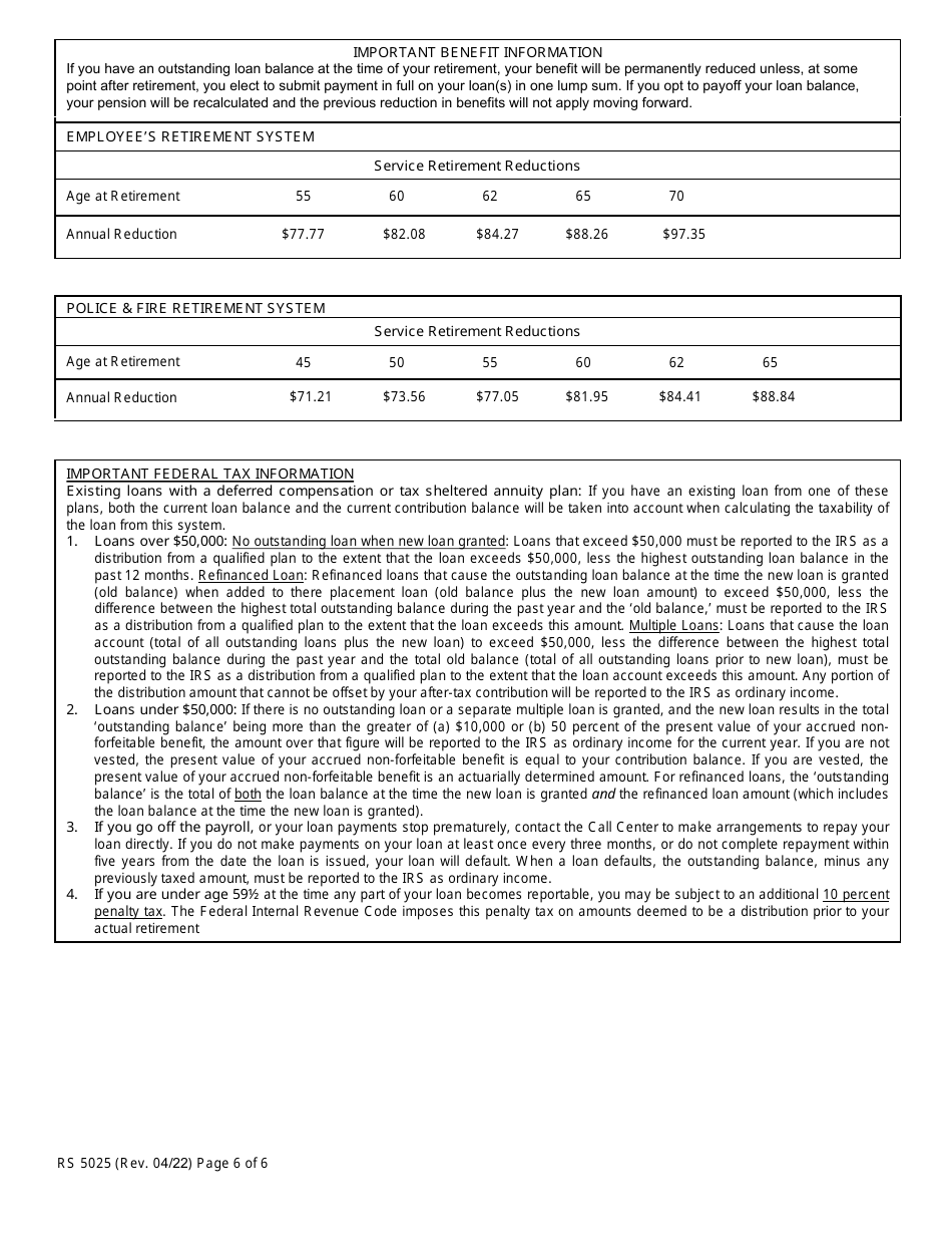Form RS5025 Tiers 1  2 Loan Application - New York, Page 6
