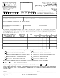 Form RS5042 Request to Purchase Service Credit (Including Any Military Service) - New York