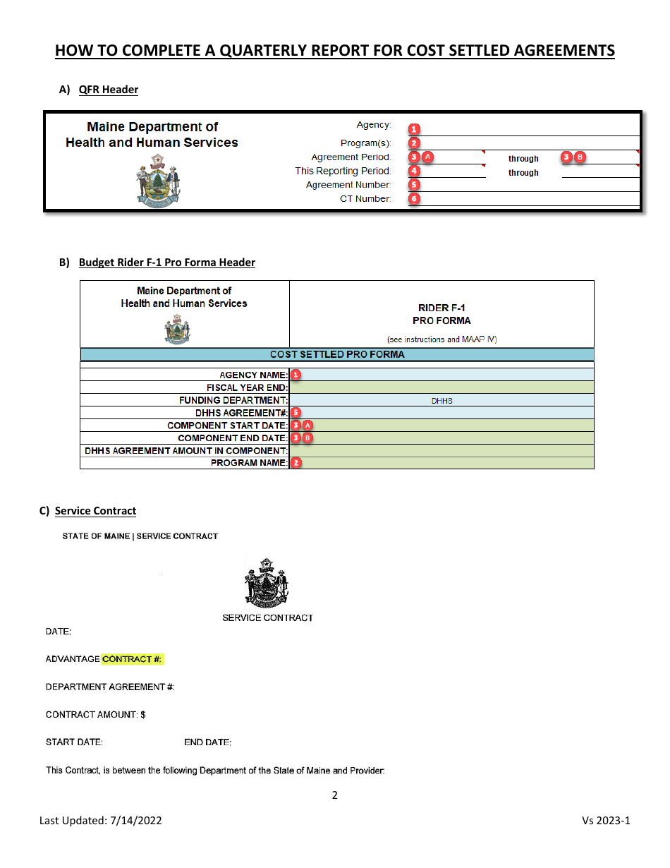 Instructions for Quarterly Report of Revenue and Expenses - Maine, Page 2