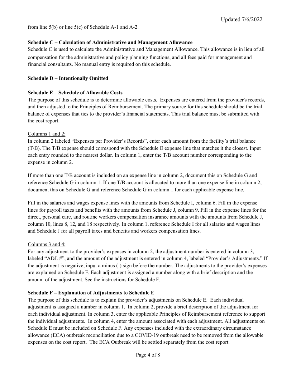 Instructions for Mainecare Cost Report for Multilevel Appendix C Private Non-medical Institutions (Pnmi) - Maine, Page 4