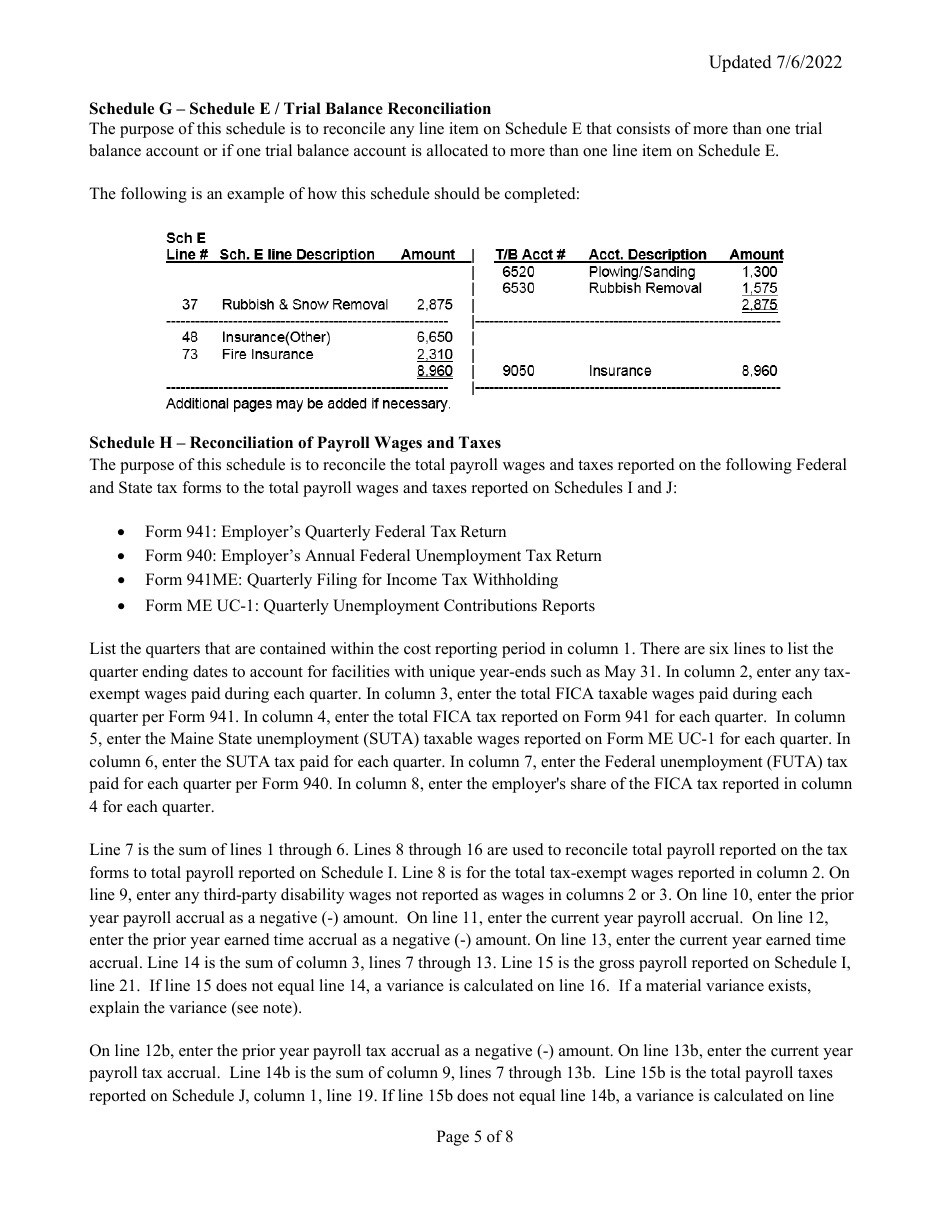 Instructions for Mainecare Cost Report for Multilevel Appendix C Private Non-medical Institutions (Pnmi) - Maine, Page 5