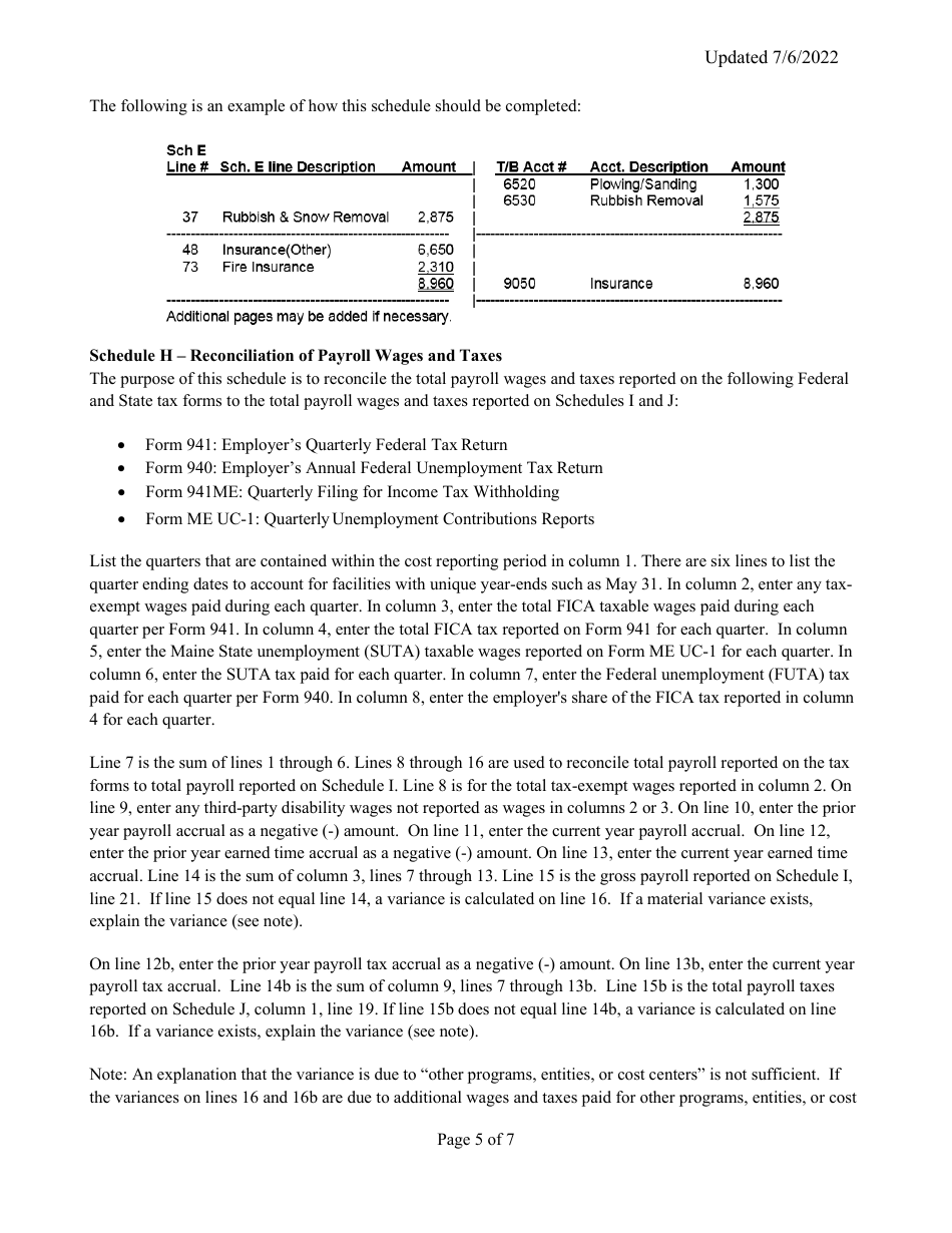 Instructions for Mainecare Cost Report for Appendix F Private Non-medical Institutions (Pnmi) - Maine, Page 5