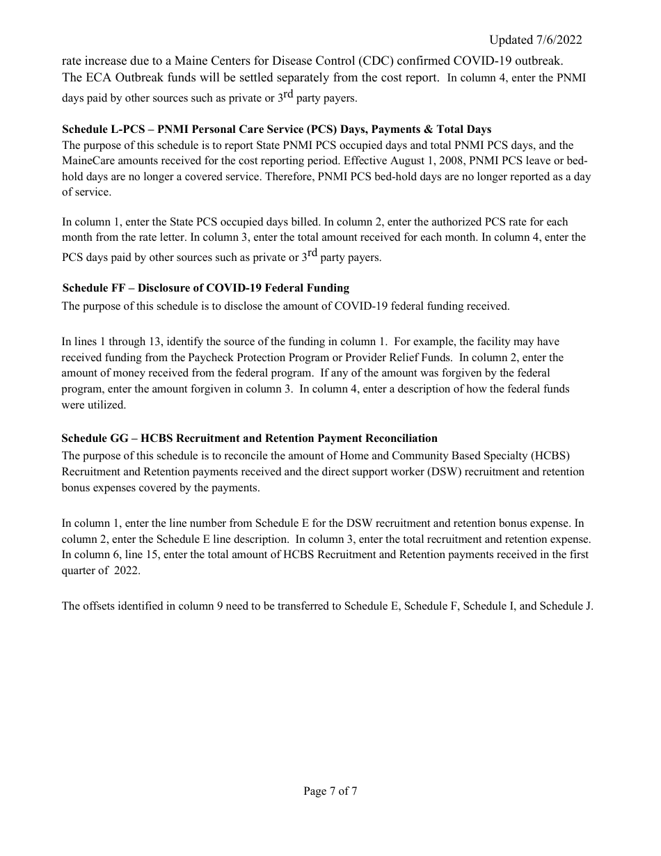 Instructions for Mainecare Cost Report for Appendix F Private Non-medical Institutions (Pnmi) - Maine, Page 7