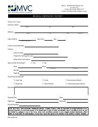 Form MR-4 Medical Emergency Report - New Jersey
