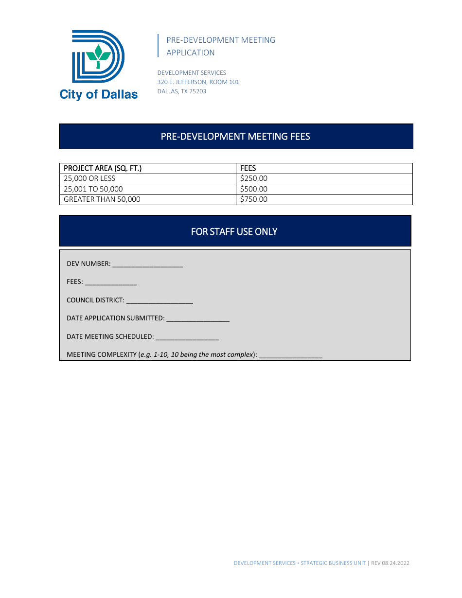 Pre-development Meeting Application - City of Dallas, Texas, Page 4
