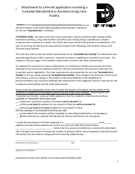 Document preview: Attachment to a Permit Application Involving a Custodial (Residential or Assisted Living) Care Facility - City of Dallas, Texas