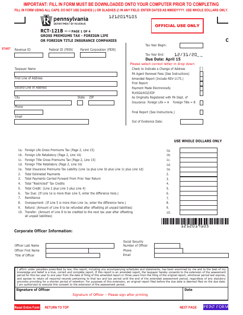 Form RCT-121B  Printable Pdf