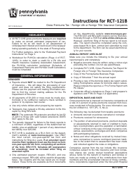 Form RCT-121B Gross Premiums Tax - Foreign Life or Foreign Title Insurance Companies - Pennsylvania, Page 5