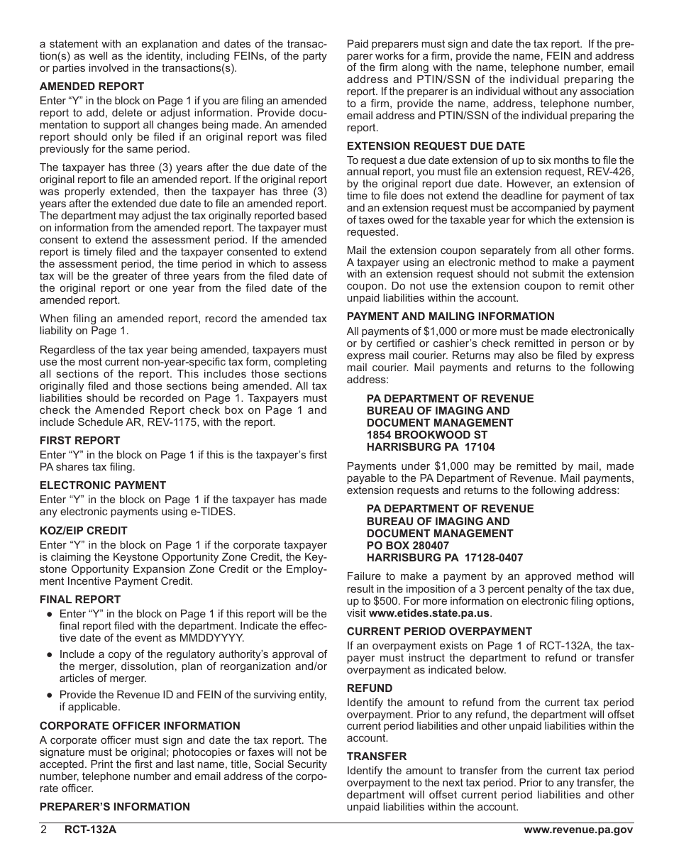 Form RCT-132A Pennsylvania Title Insurance Company Shares Tax Report - Pennsylvania, Page 6