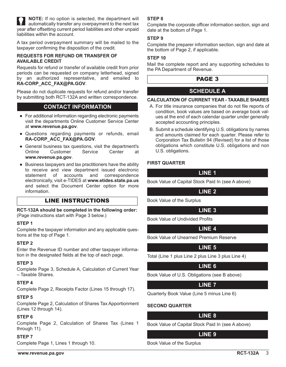 Form RCT-132A Pennsylvania Title Insurance Company Shares Tax Report - Pennsylvania, Page 7