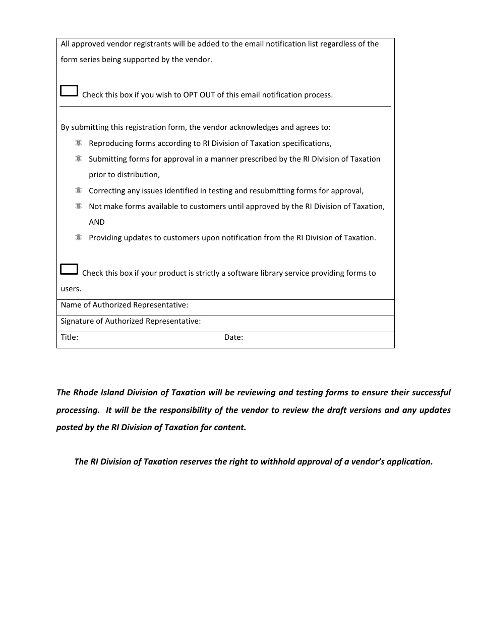 Substitute Form Vendor Registration Form - Rhode Island, Page 2