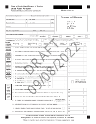 Document preview: Form RI-1040 Resident Individual Income Tax Return - Draft - Rhode Island