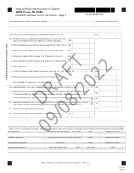 Form RI-1040 Resident Individual Income Tax Return - Draft - Rhode Island, Page 2