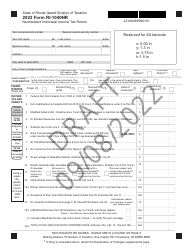 Form RI-1040NR Nonresident Individual Income Tax Return - Draft - Rhode Island