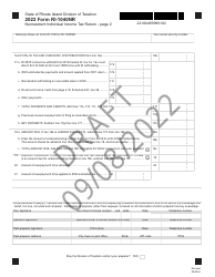 Form RI-1040NR Nonresident Individual Income Tax Return - Draft - Rhode Island, Page 2