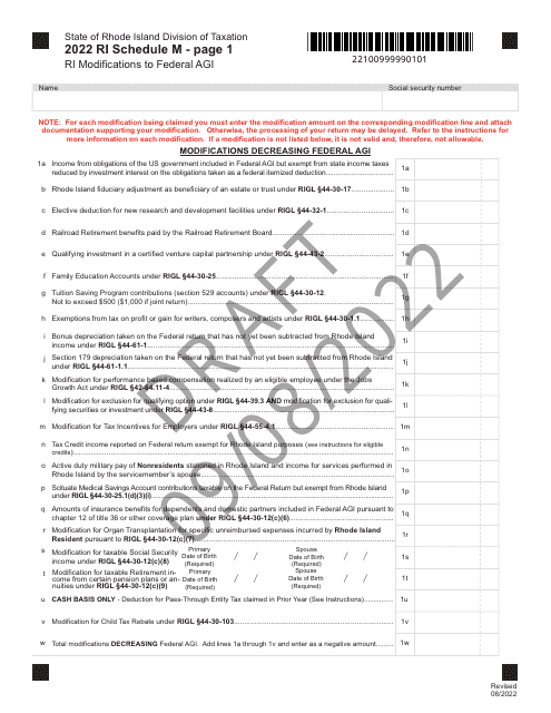 Schedule M 2022 Printable Pdf