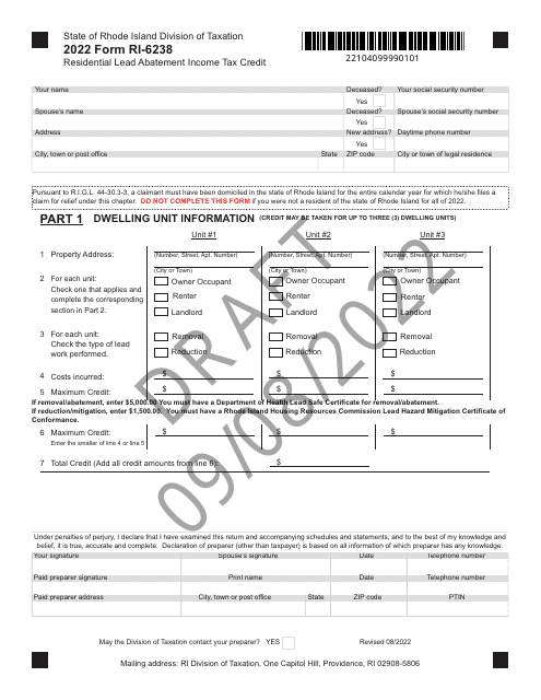 Form RI-6238 2022 Printable Pdf