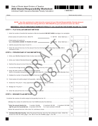 Document preview: Shared Responsibility Worksheet - Individual Health Insurance Mandate Penalty Calculation - Draft - Rhode Island, 2022