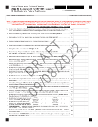 Document preview: Form RI-1041 Schedule M Ri'(modifications to Federal Total Income - Draft - Rhode Island
