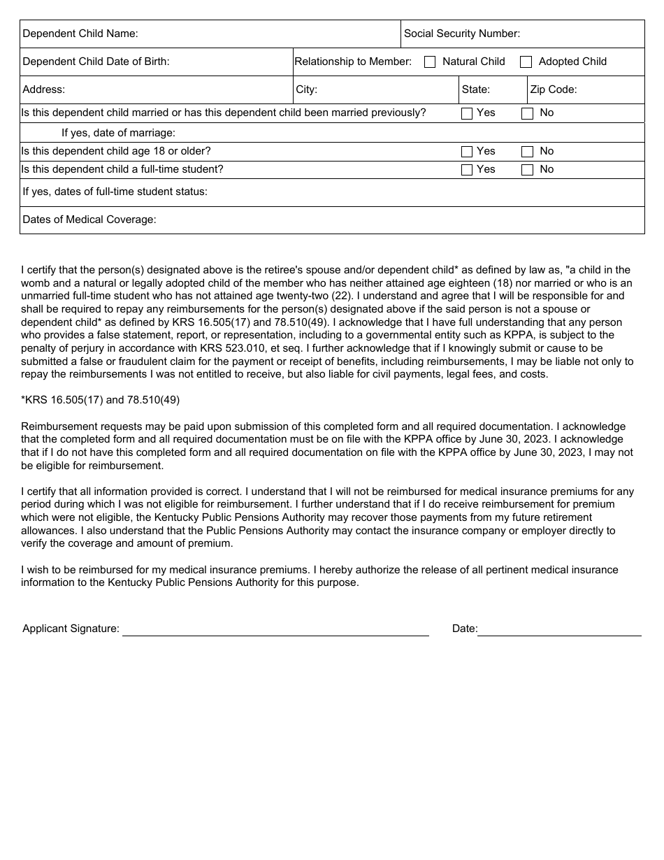 Form 6260 Medicare Secondary Payer Application for Medical Insurance Reimbursement - Kentucky, Page 3