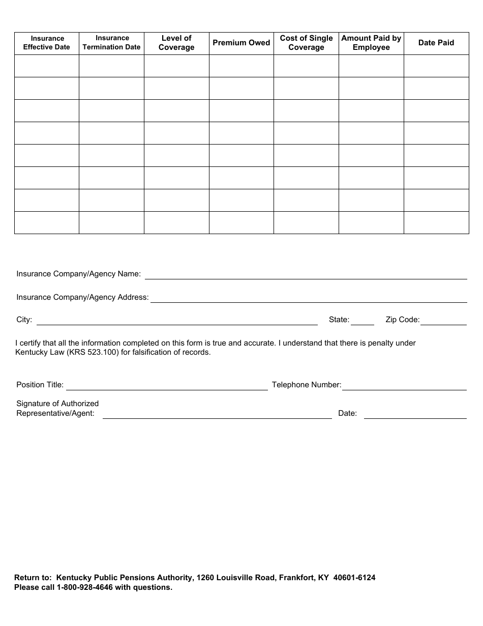 Form 6260 Medicare Secondary Payer Application for Medical Insurance Reimbursement - Kentucky, Page 8