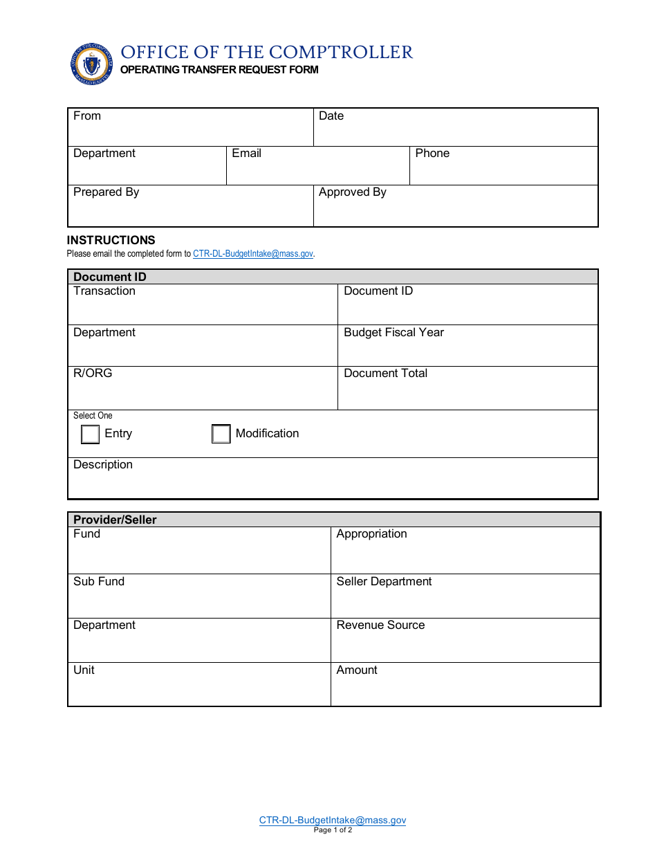 Massachusetts Operating Transfer Request Form - Fill Out, Sign Online ...