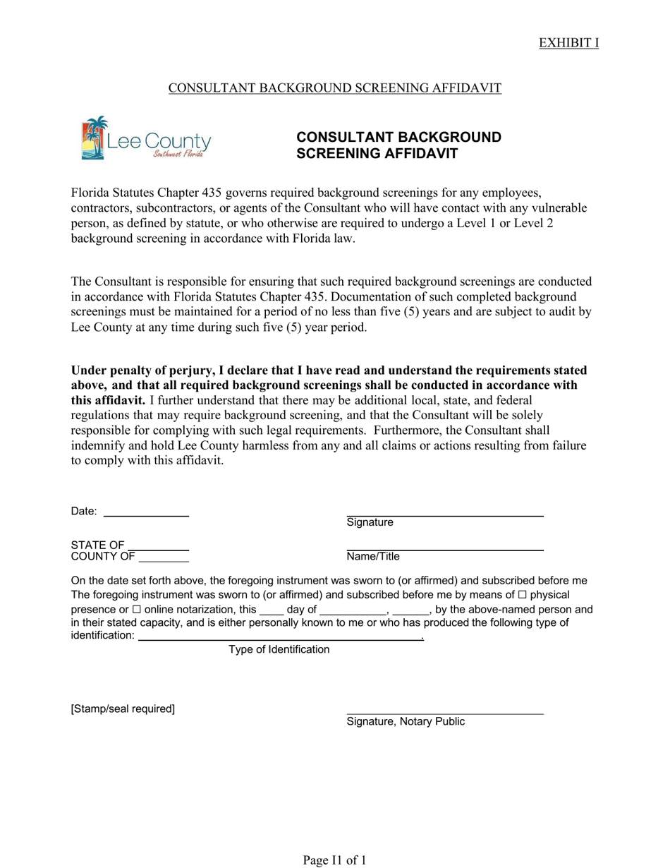 professional Services Agreement (Psa) - Individual Project - Lee County, Florida, Page 11