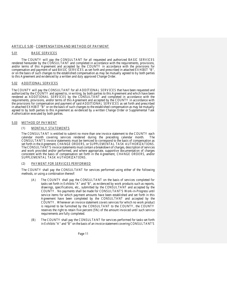 Professional Services Agreement - Lee County, Florida, Page 11