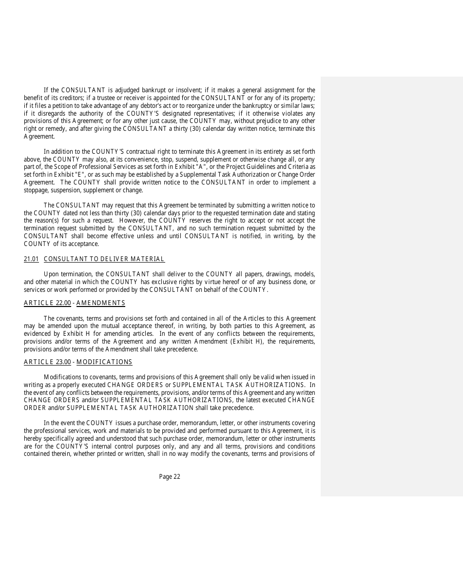 Professional Services Agreement - Lee County, Florida, Page 22