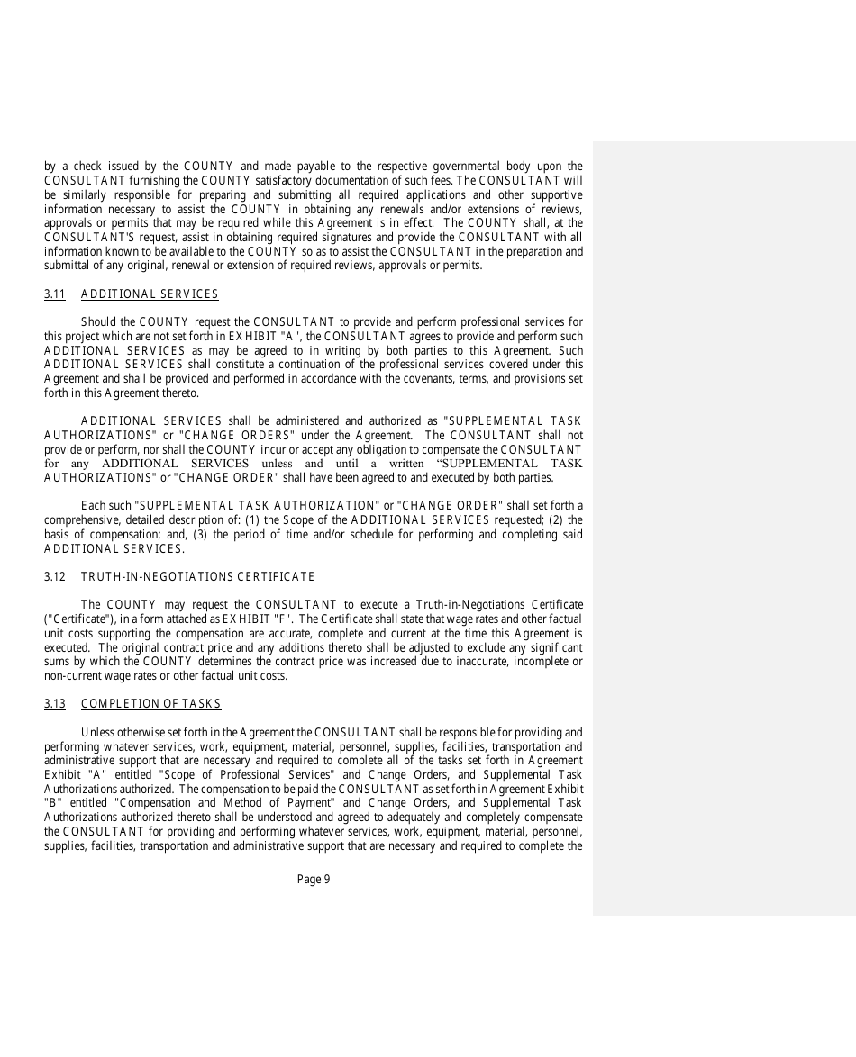 Professional Services Agreement - Lee County, Florida, Page 9