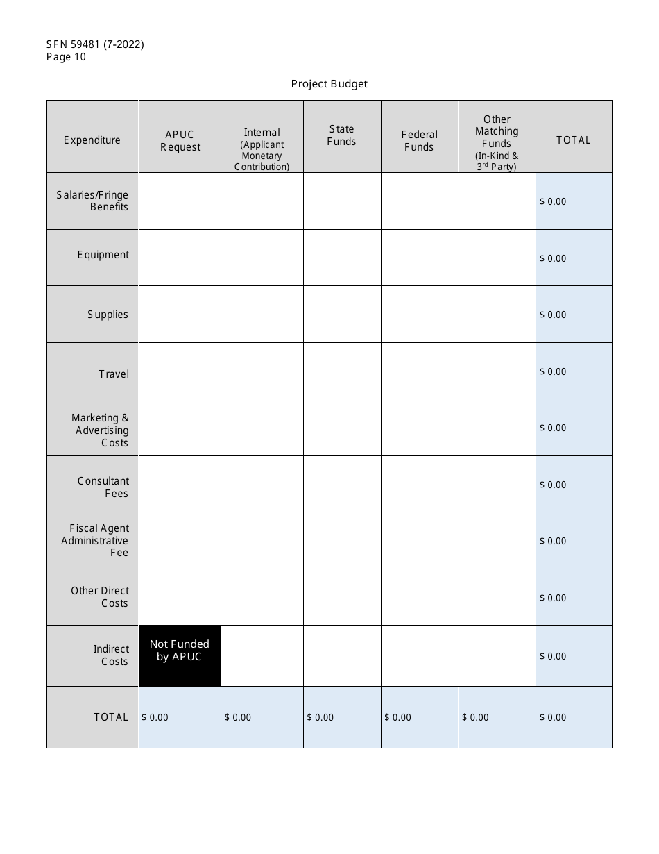 Form SFN59481 Agricultural Products Utilization Commission Grant Application - North Dakota, Page 10