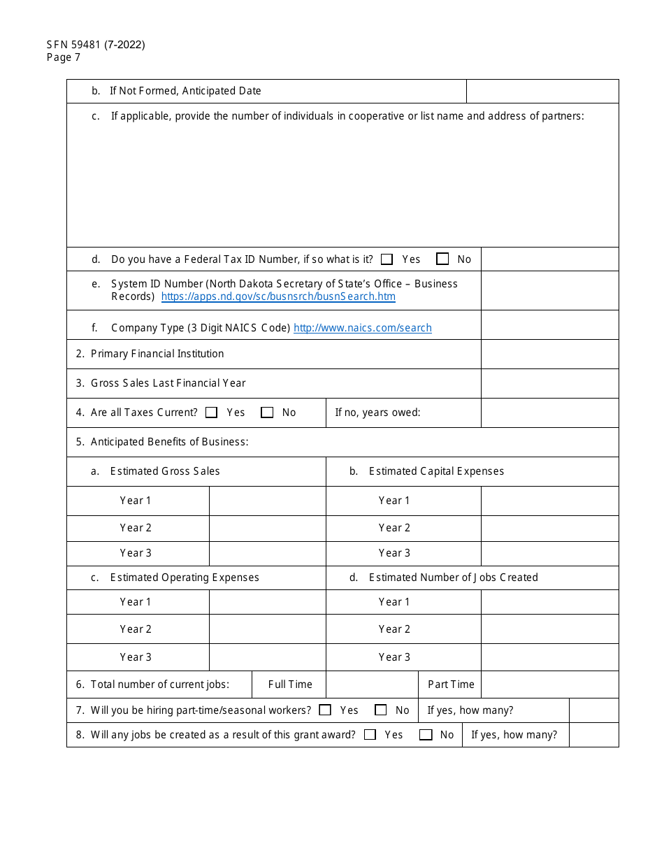 Form SFN59481 Agricultural Products Utilization Commission Grant Application - North Dakota, Page 7