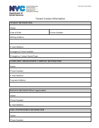 Document preview: Form DSS-8B Tenant Contact Information - New York City